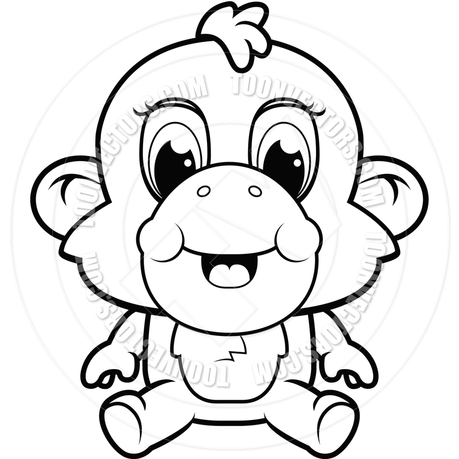 Monkey clipart black and white