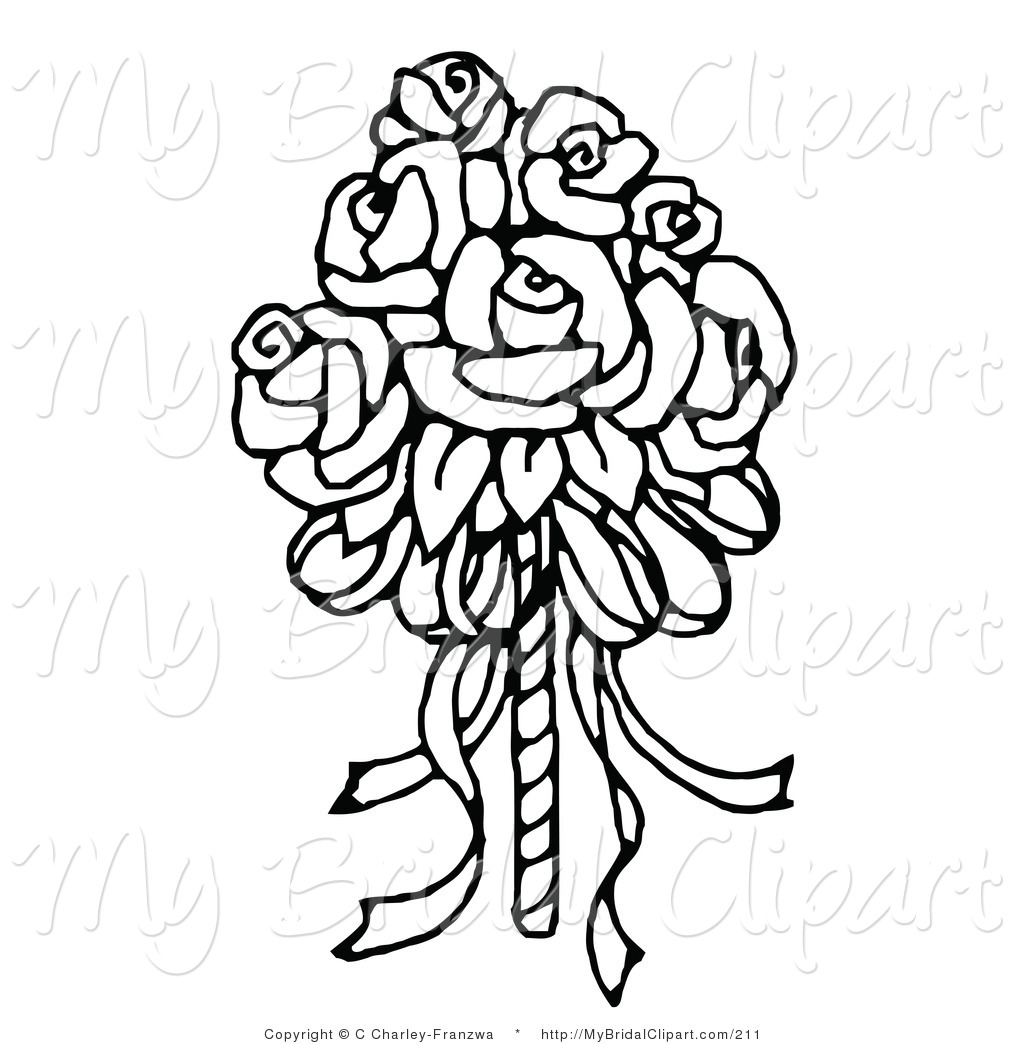 wedding flowers clip art black and white