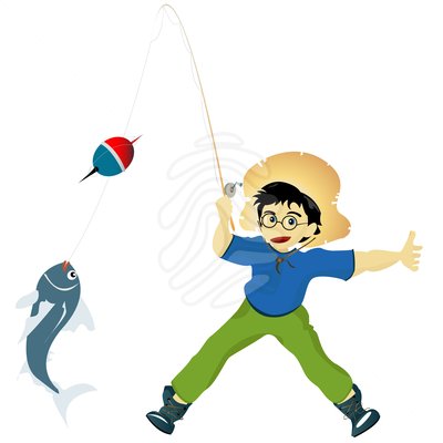 Kids Fishing Clip Art