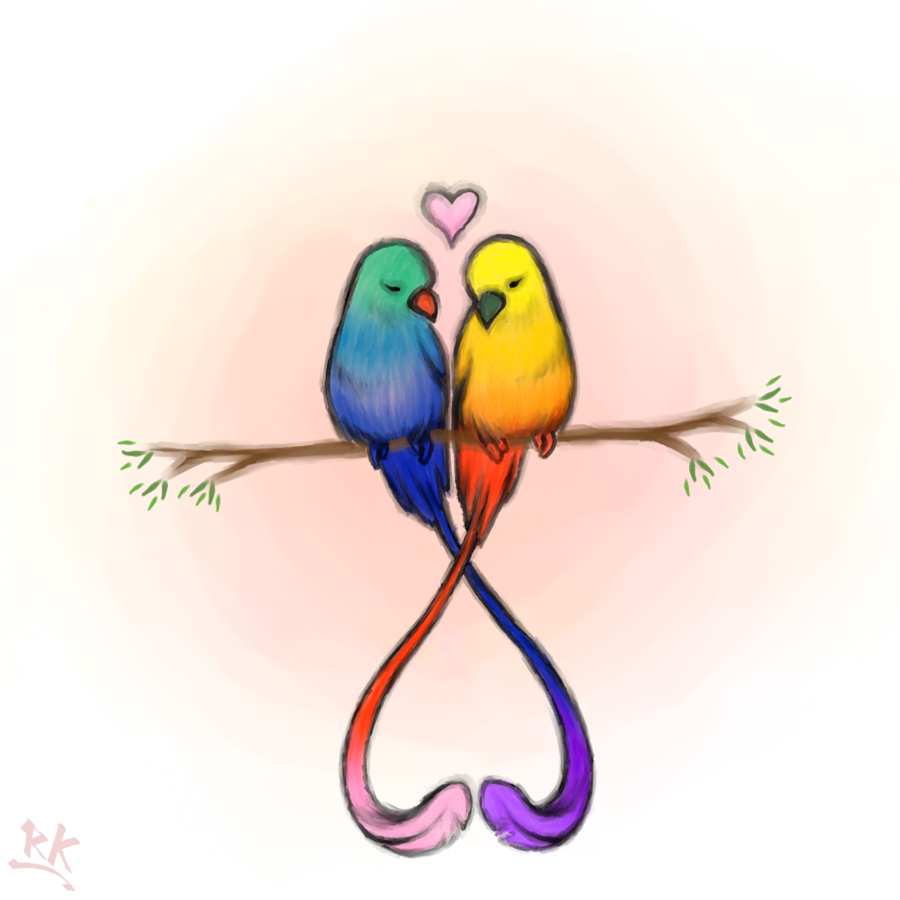 two birds in love drawing