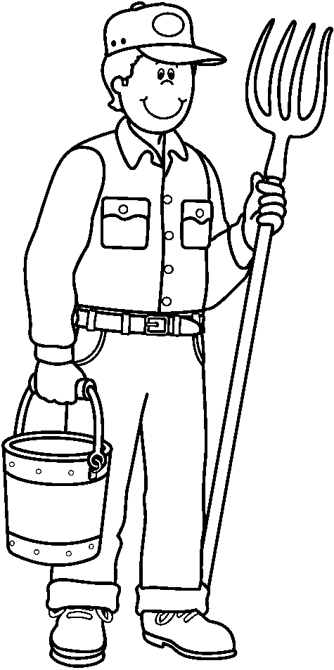 clipart farmer black and white