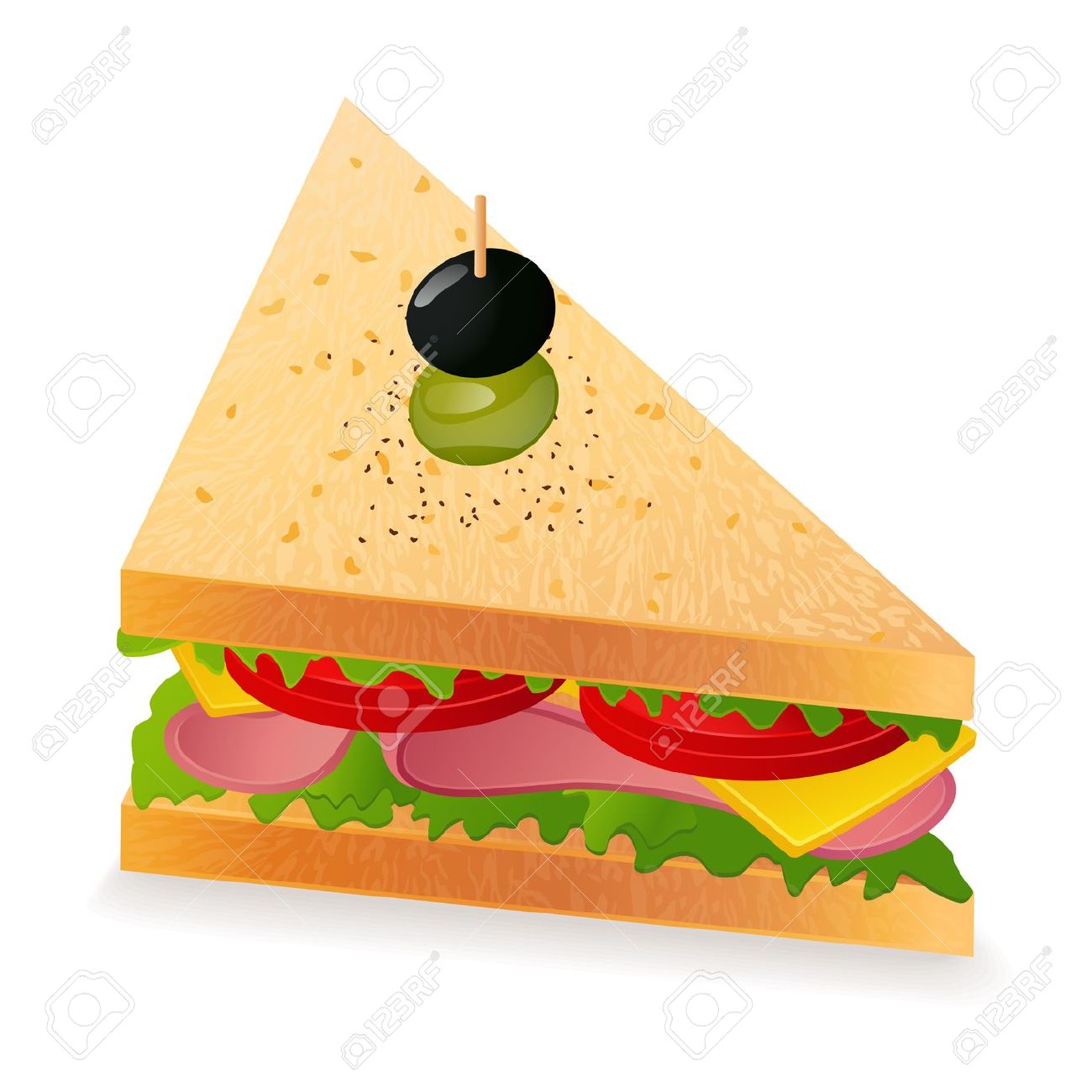 triangle sandwich clipart black and white