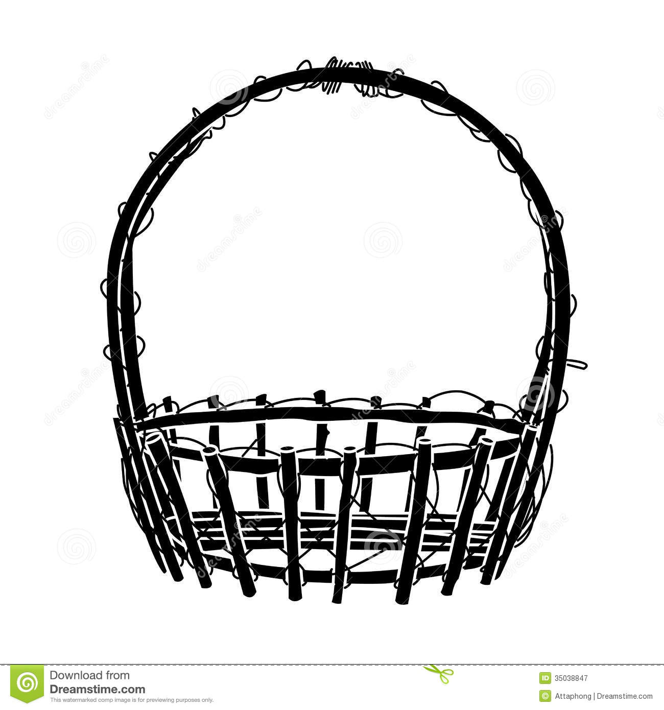 empty basket clip art black and white